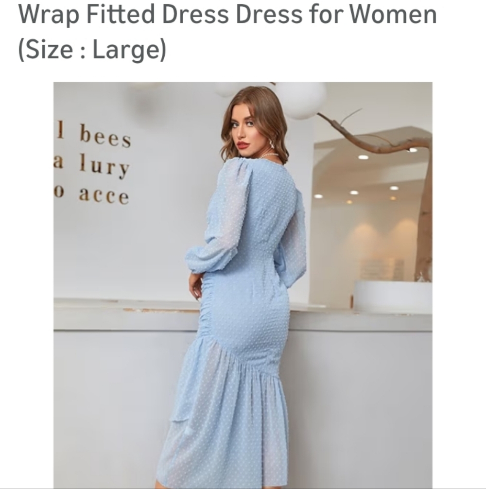 Elegant Blue Wrap Dress